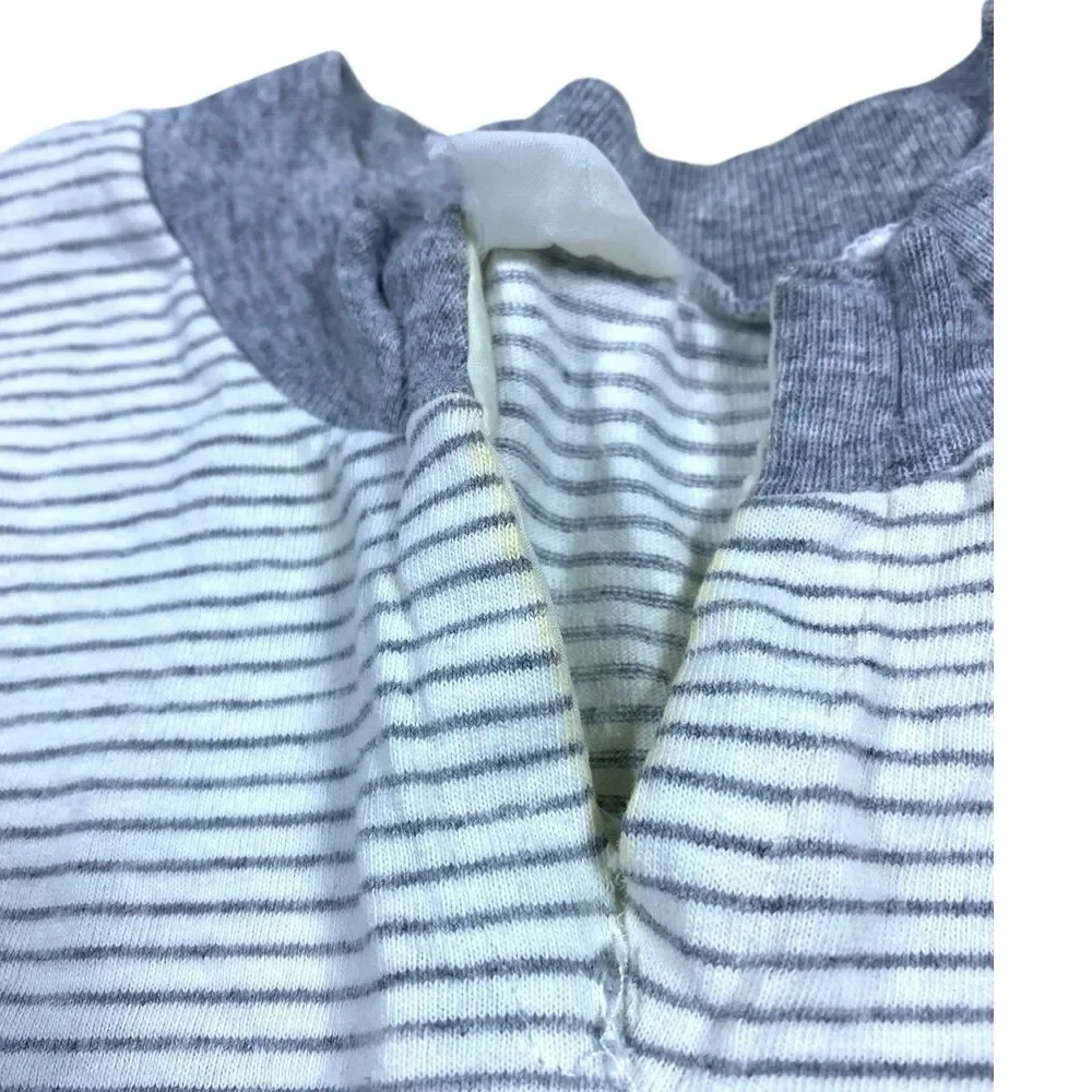 Vintage 80s Adidas T Shirt Men's LARGE Gray White Trefoil Single Stitch Striped